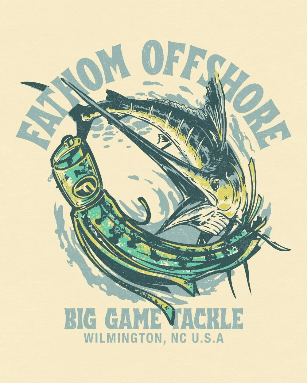 I hard the opportunity to create some deep sea fishing graphics for @fathomoffshore a while back and thought they turned out great!! This was my first chance to make a graphic around offshore fishing. The swordfish is a wild animal and the lures and 