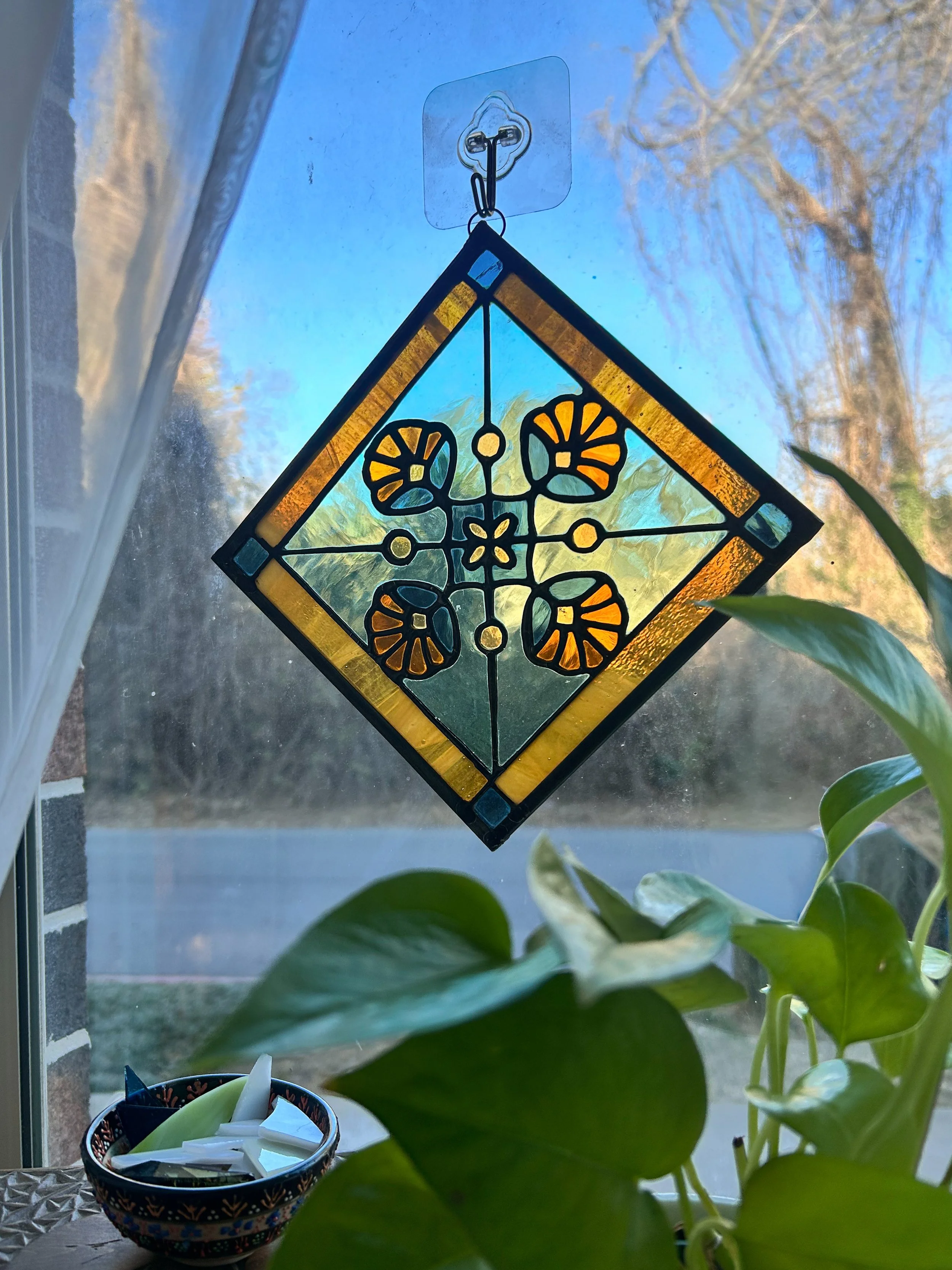 Amber and Cobalt Diamond Panel