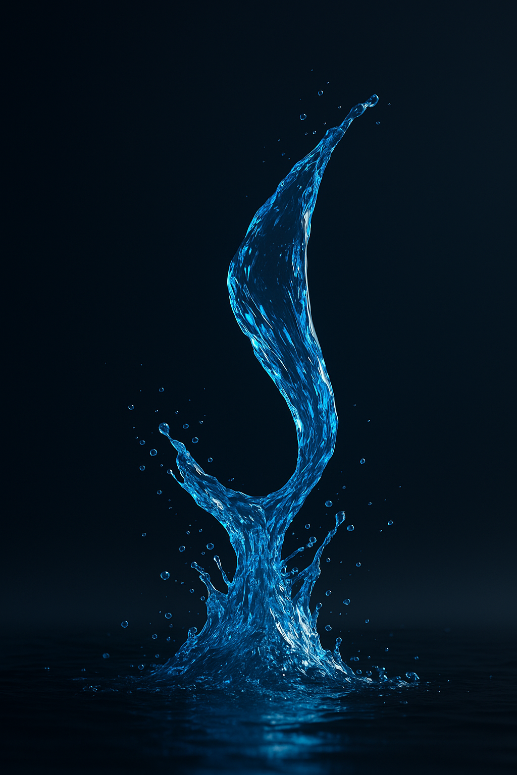 Close-up of a splash of blue water against a dark background, captured in motion.