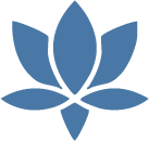 Simple blue lotus flower icon on a transparent background.