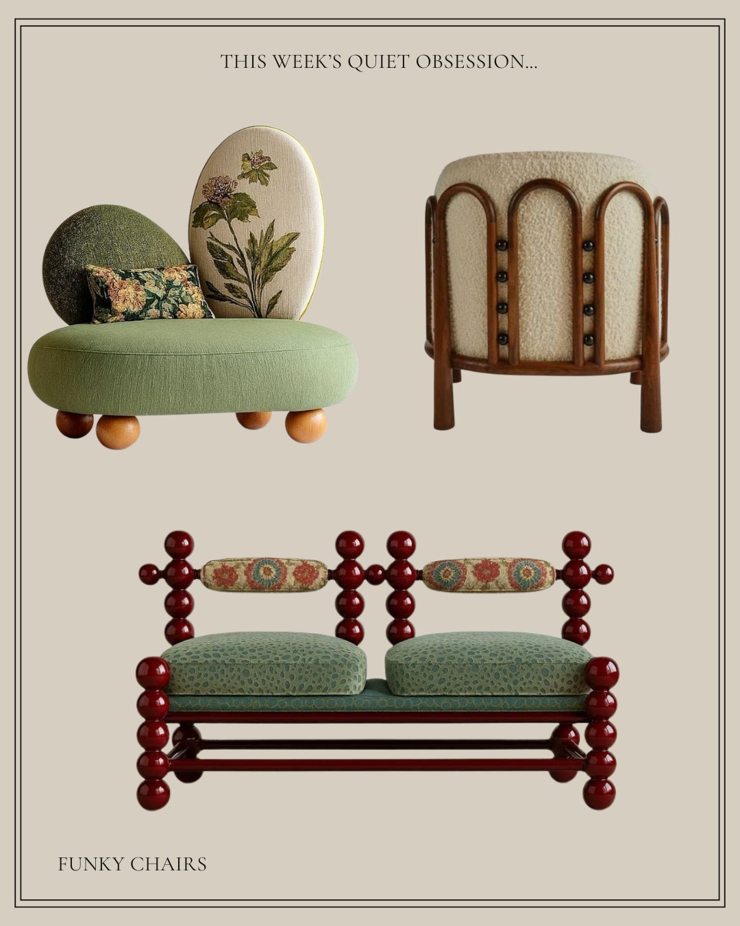 These whimsical chairs, with their vintage charm and modern flair, embody a delightful blend of nostalgia and contemporary design. Each piece is not just furniture but a statement, a conversation starter that invites inspiration into your home. 

Let