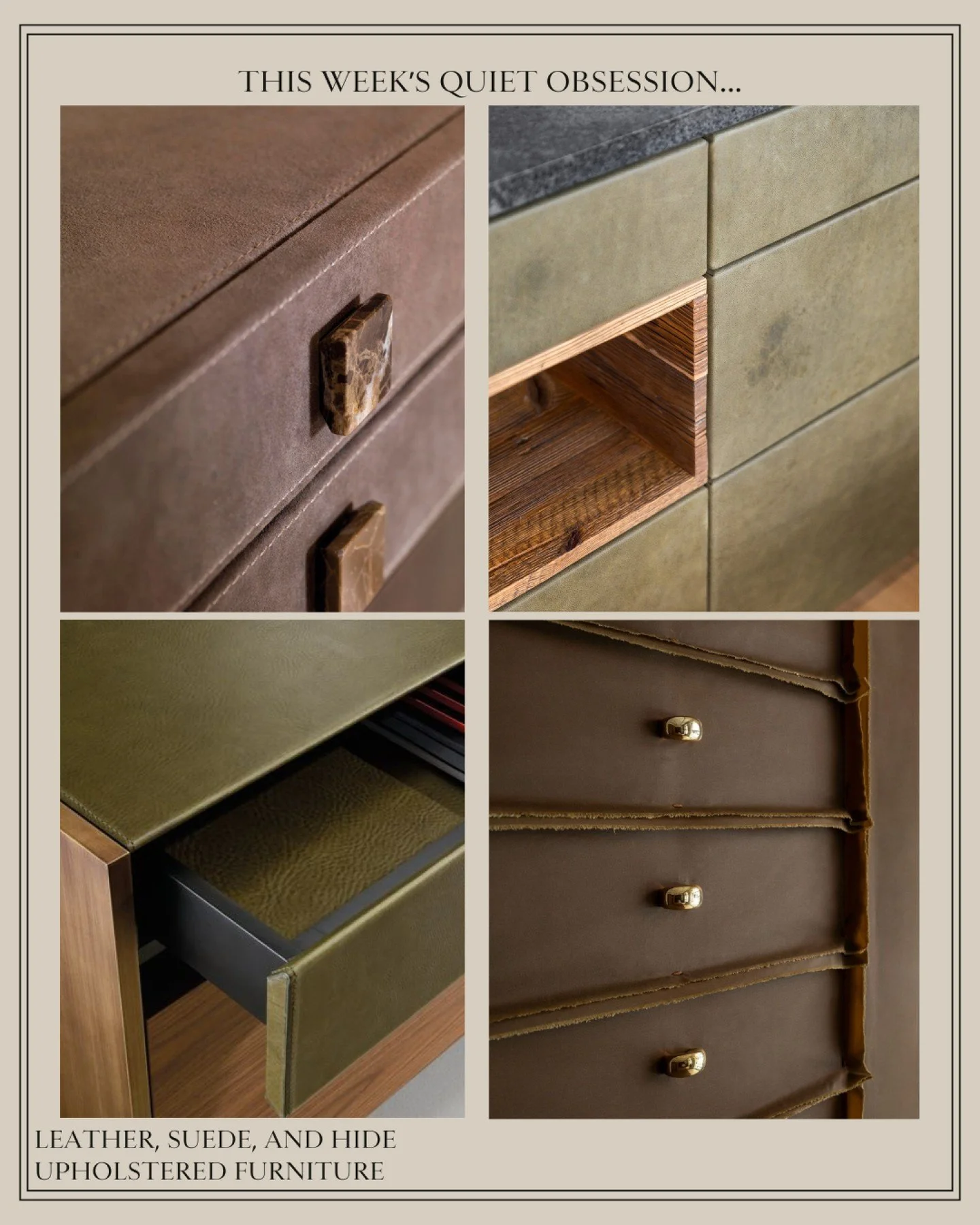 There&rsquo;s just something deliciously extravagant about wrapping furniture in leather, suede, or hide&hellip; like the design equivalent of ordering the unnecessary item on the menu simply because it feels iconic.

Are these pieces over the top? A