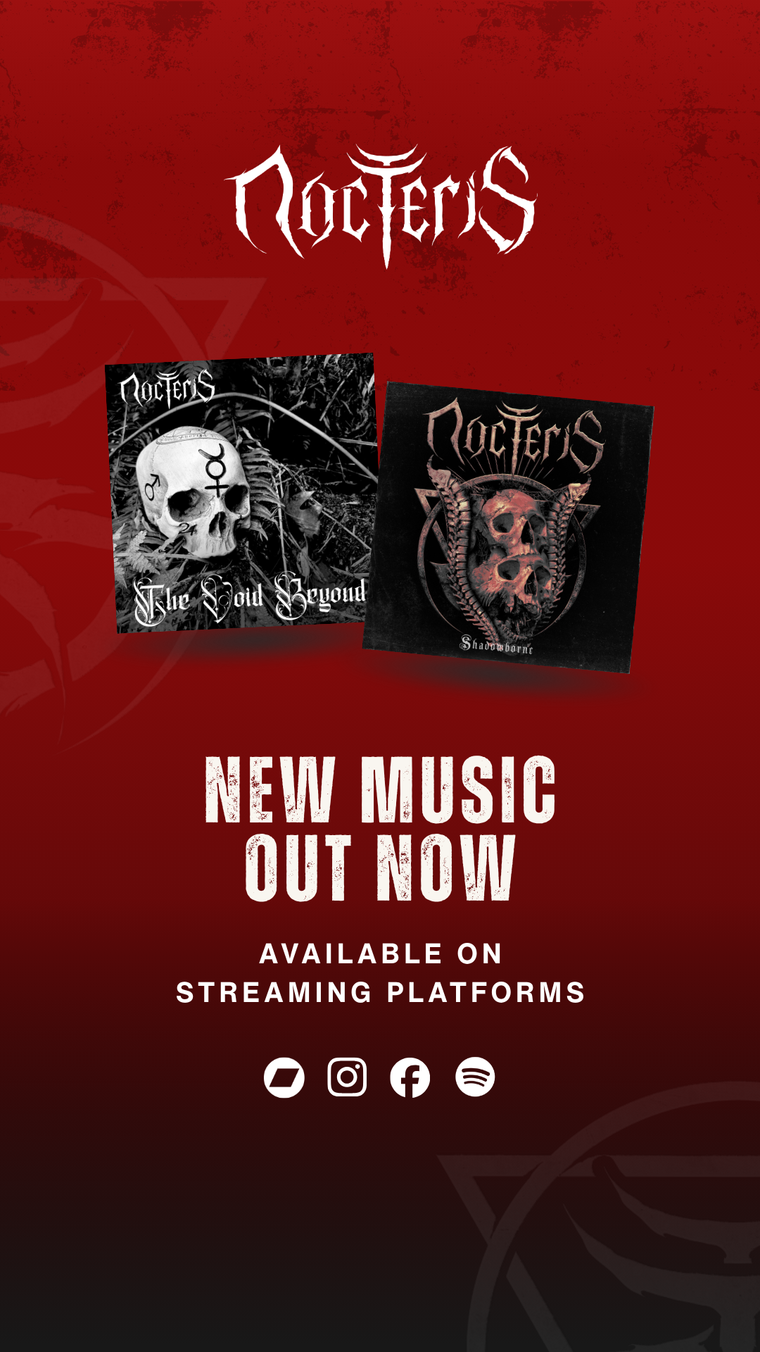 vertical story graphic design promoting new music release for metal band Nocteris