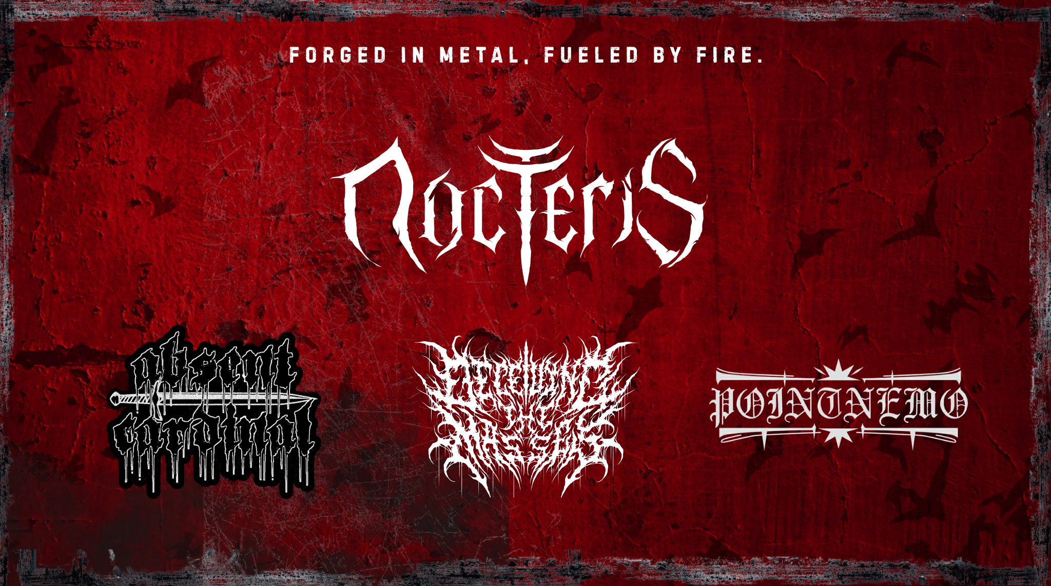 promotional banner design featuring band lineup for metal concert tour marketing