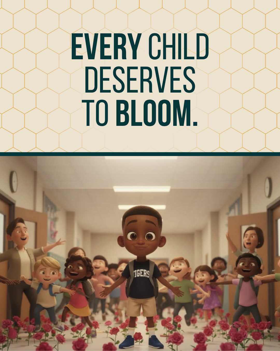 social media graphic for children’s book campaign messaging and audience engagement I Am the Rose