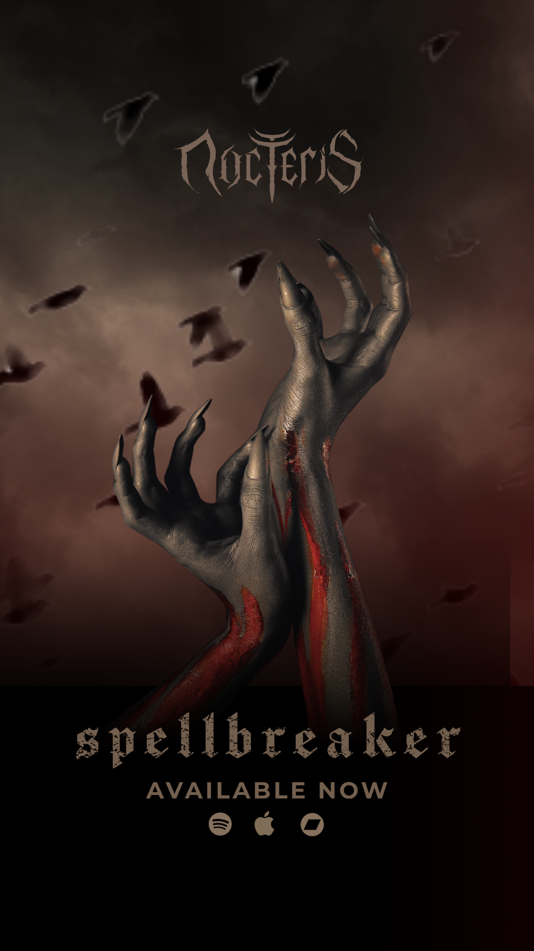 album cover design and release promotion graphic for Nocteris single Spellbreaker