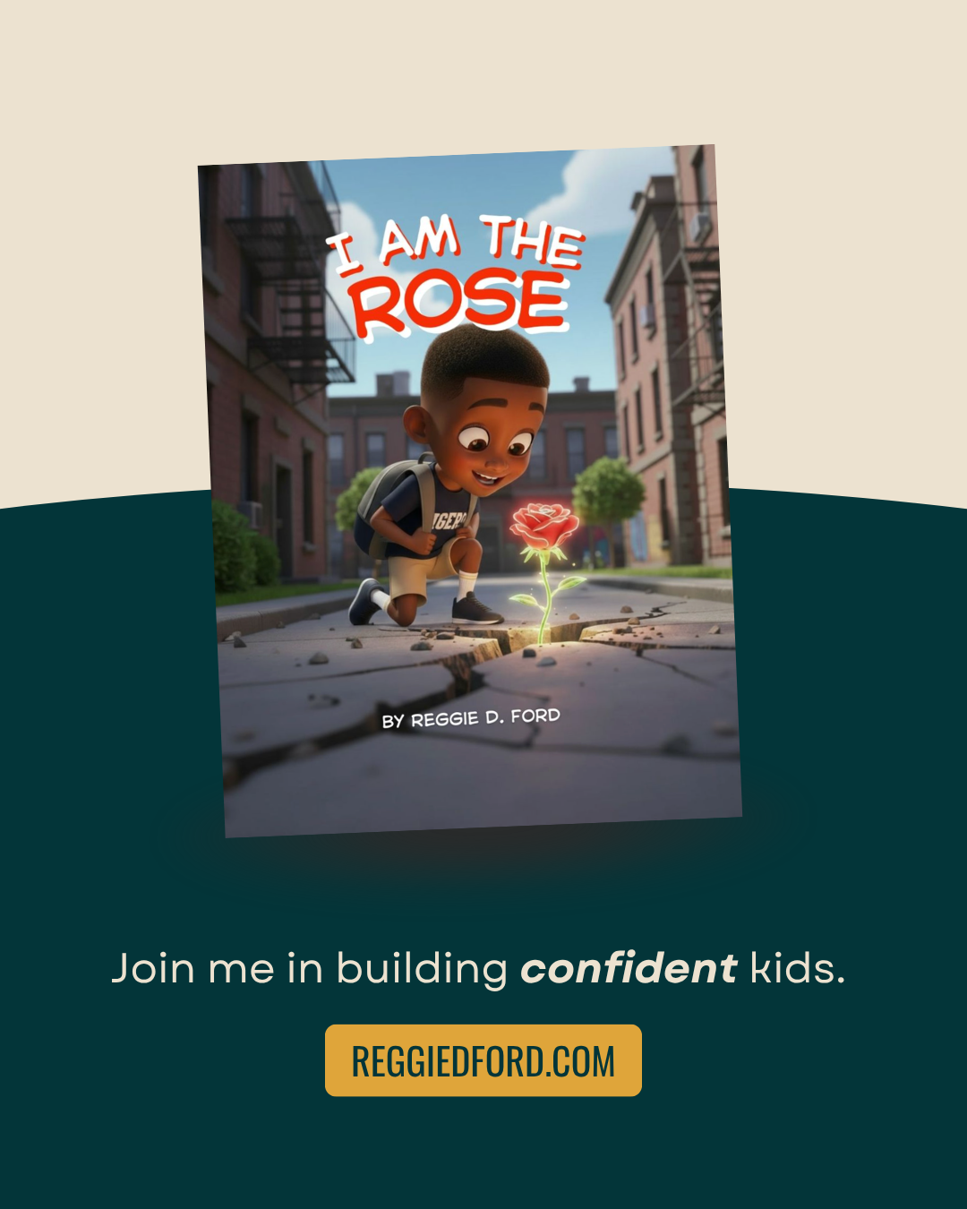 promotional social media design for children’s author Reggie D Ford book marketing campaign