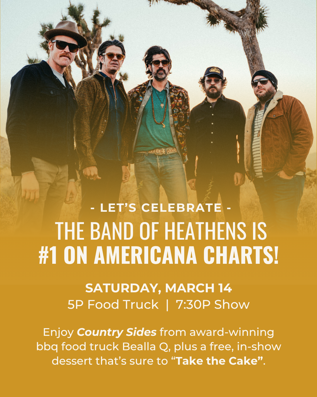 concert promotion graphic for Band of Heathens live performance at Dixie PAC