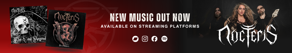 digital banner design promoting new music release for metal band Nocteris across streaming platforms