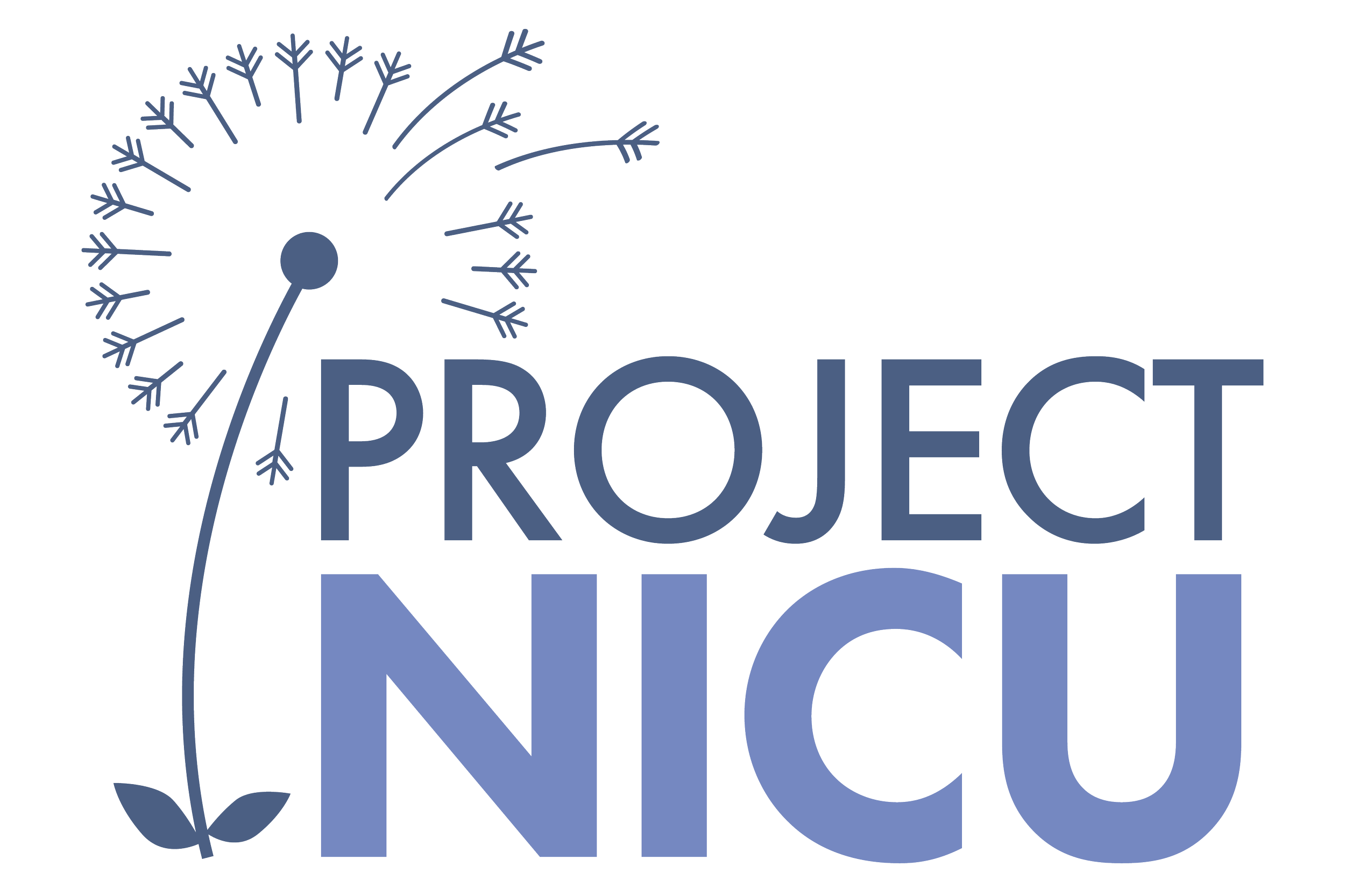 Project NICU logo featuring a dandelion with its seeds blowing in the wind and the text 'PROJECT NICU' in large blue letters.