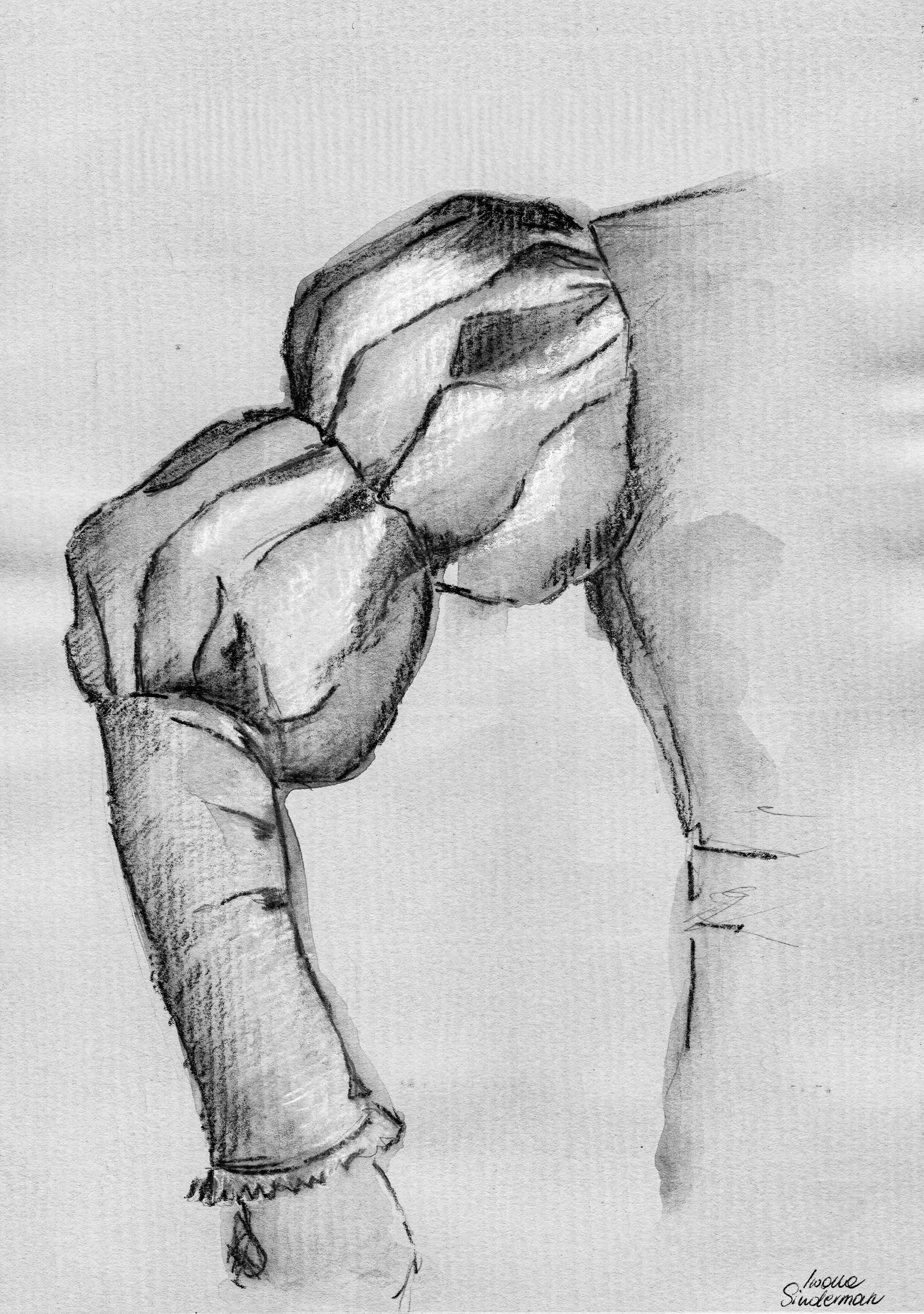 Renaissance sleeve, type Sajan: Inspiration from a chosen historical detail. Pencil and gouache study, 2001.