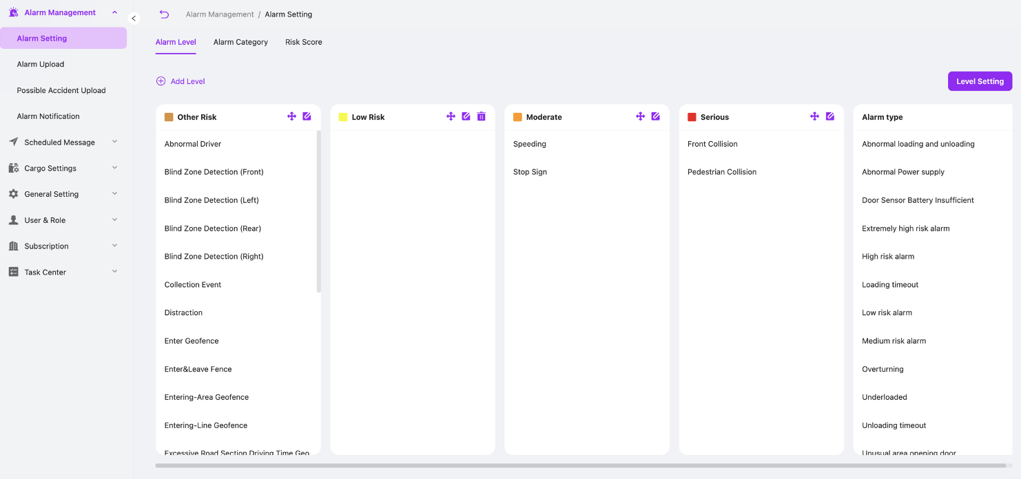 Configurable Alarm Settings