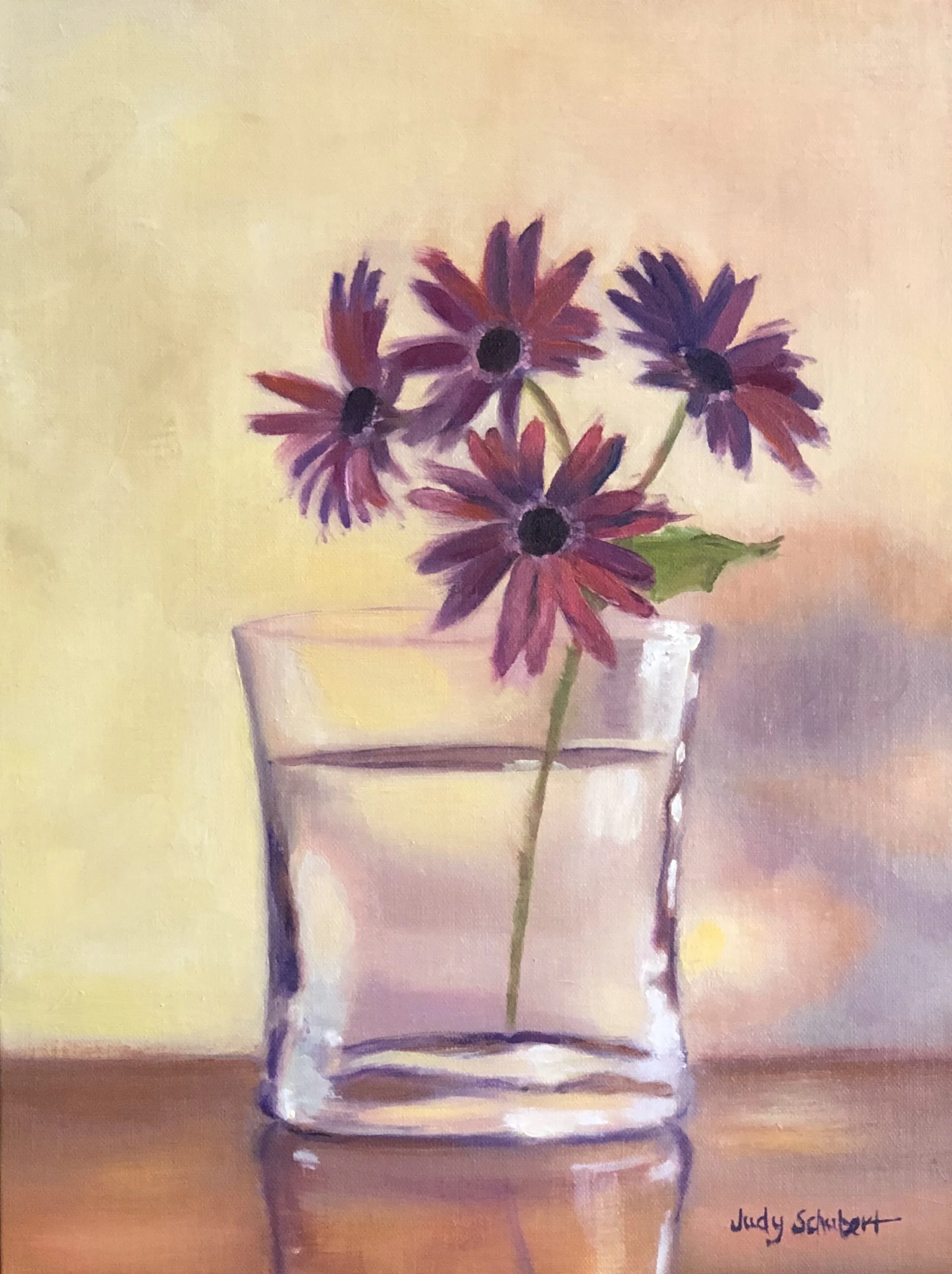 Purple Flowers Glass Study 12x9 $550