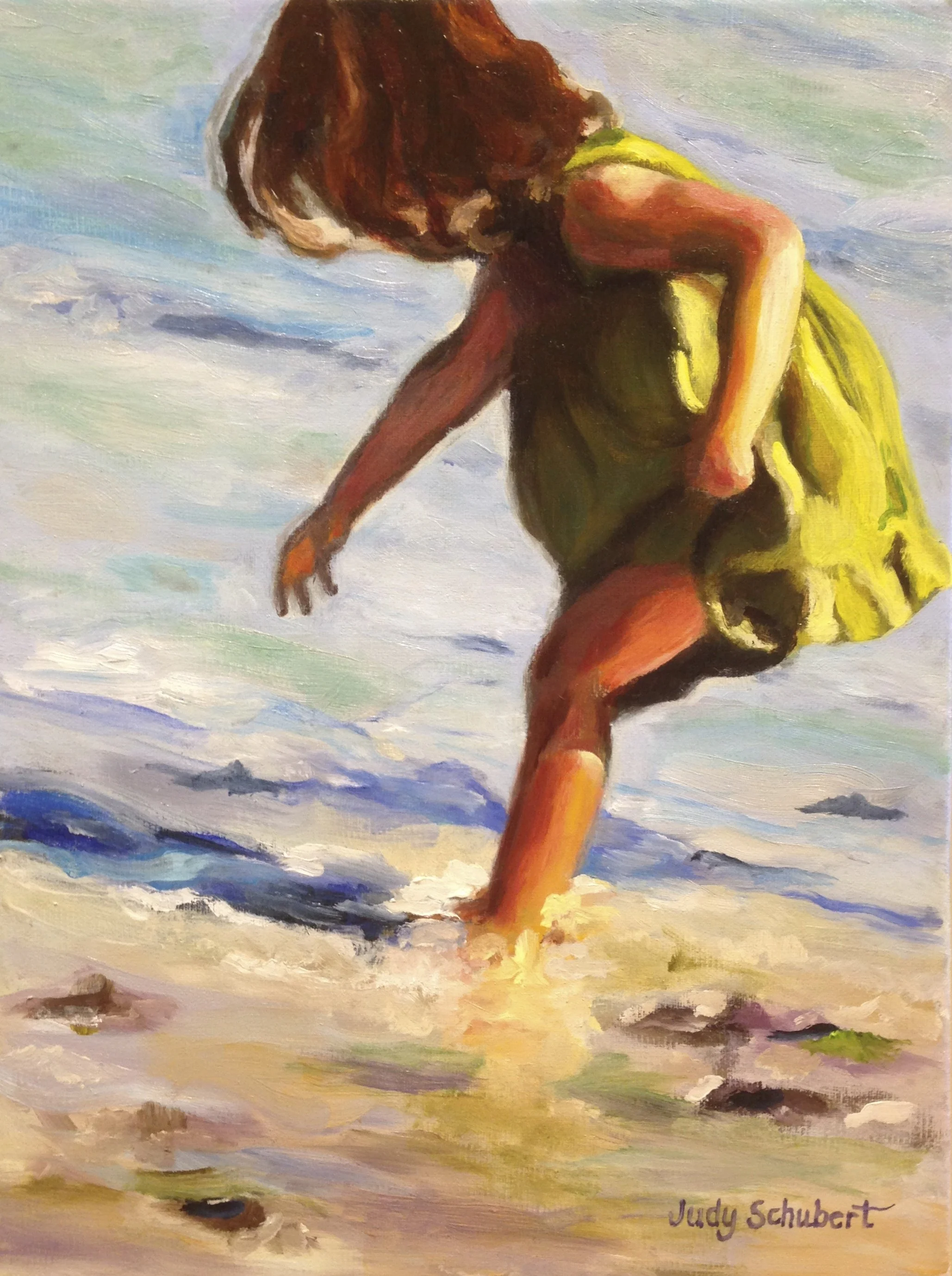 Girl on Fish Beach 12x9 Sold