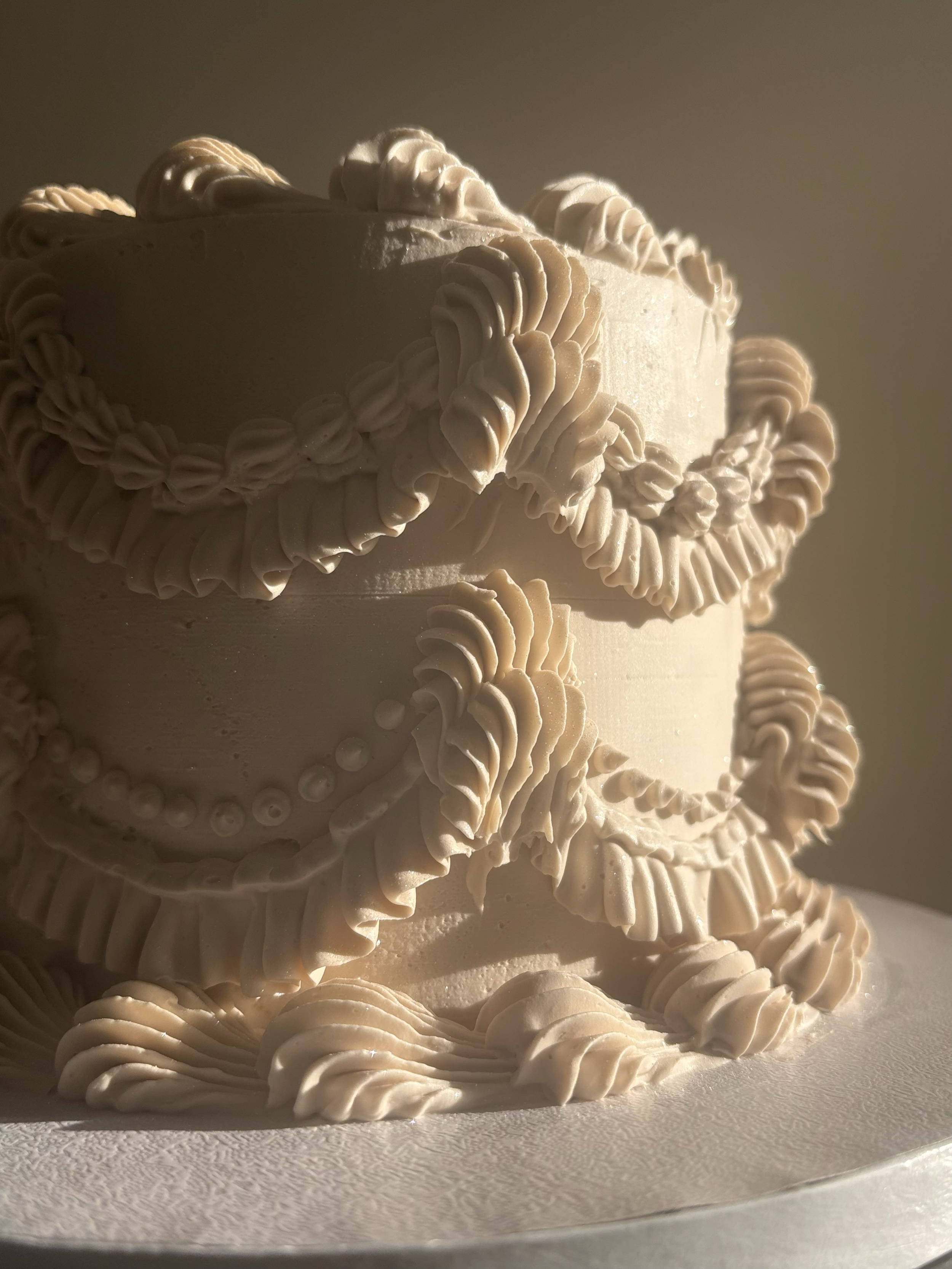 Custom white wedding cake, Yucca Valley