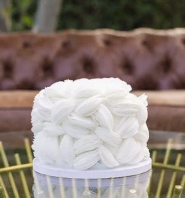 custom white single tiered cake, Palm Springs