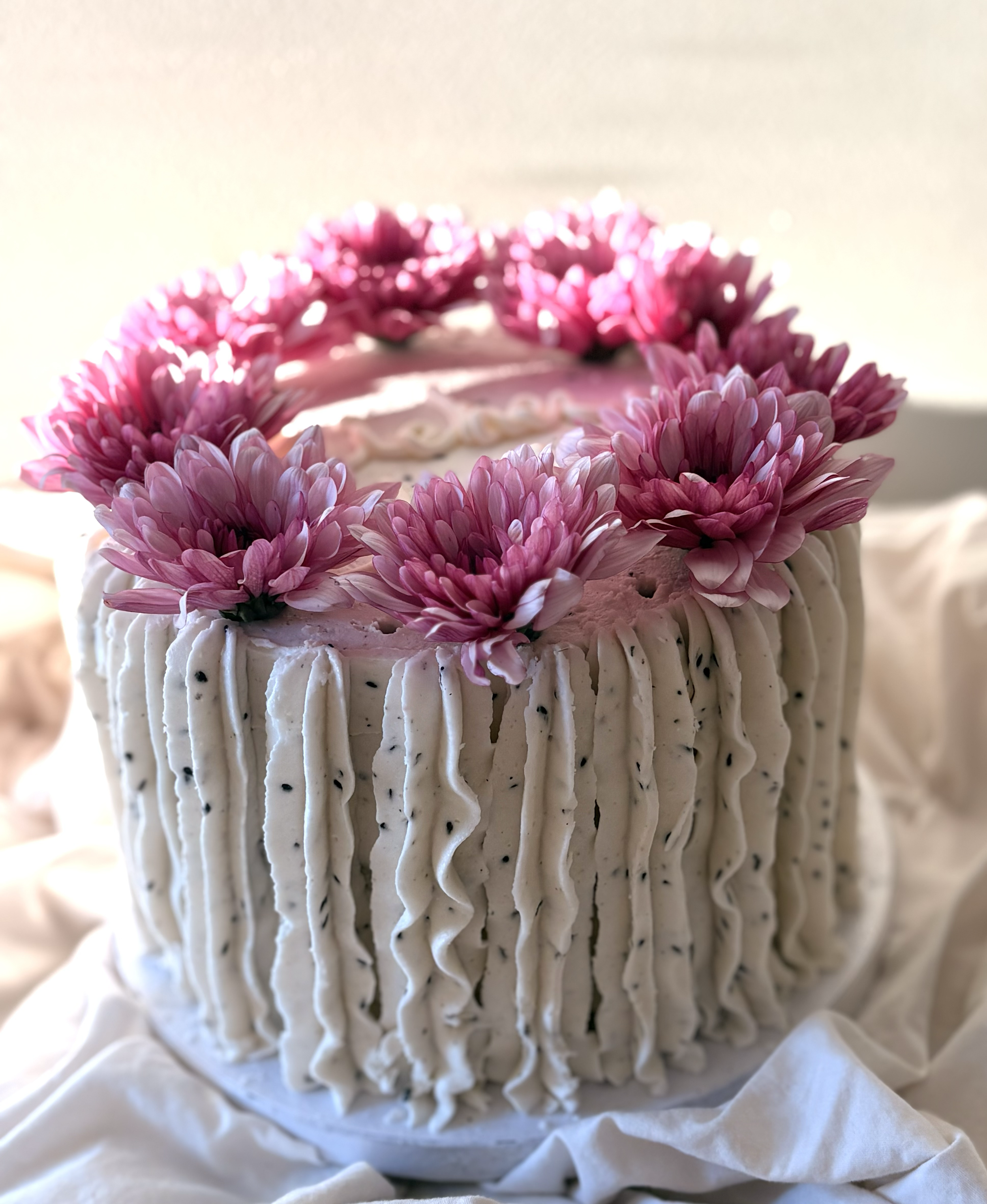 Custom cake decorated with dried desert florals, Joshua Tree