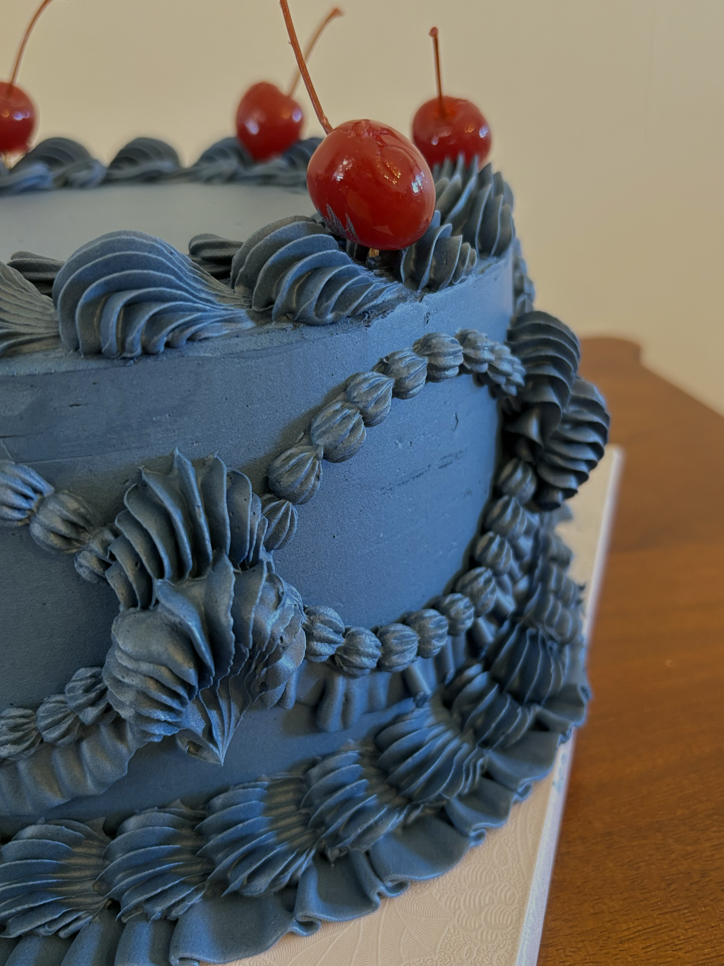Custom blue buttercream celebration cake, joshua tree