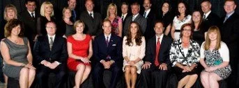 Group of 15 people who were part of the planning committee for the Royal Visit in 2011 along with Their Royal Highness'.