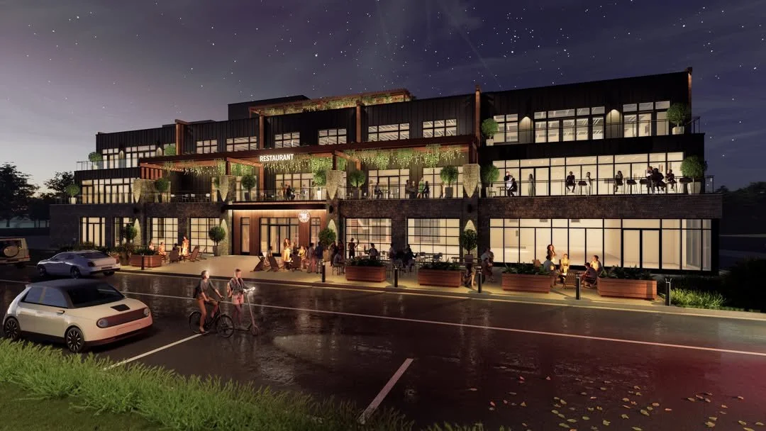 Mill District Traverse City night view rendering