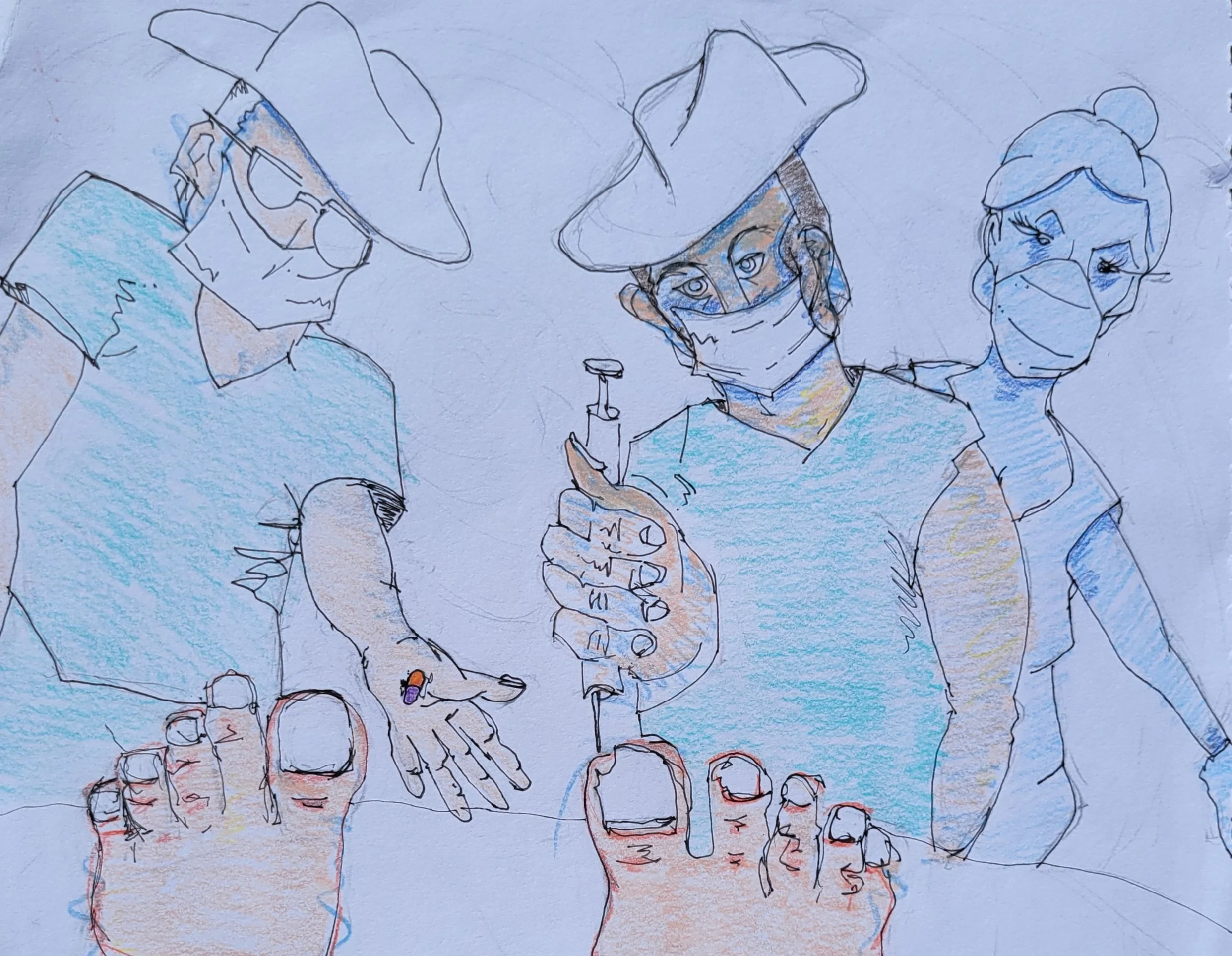 'Texas Jab'
colored pencil and ink on paper
2022