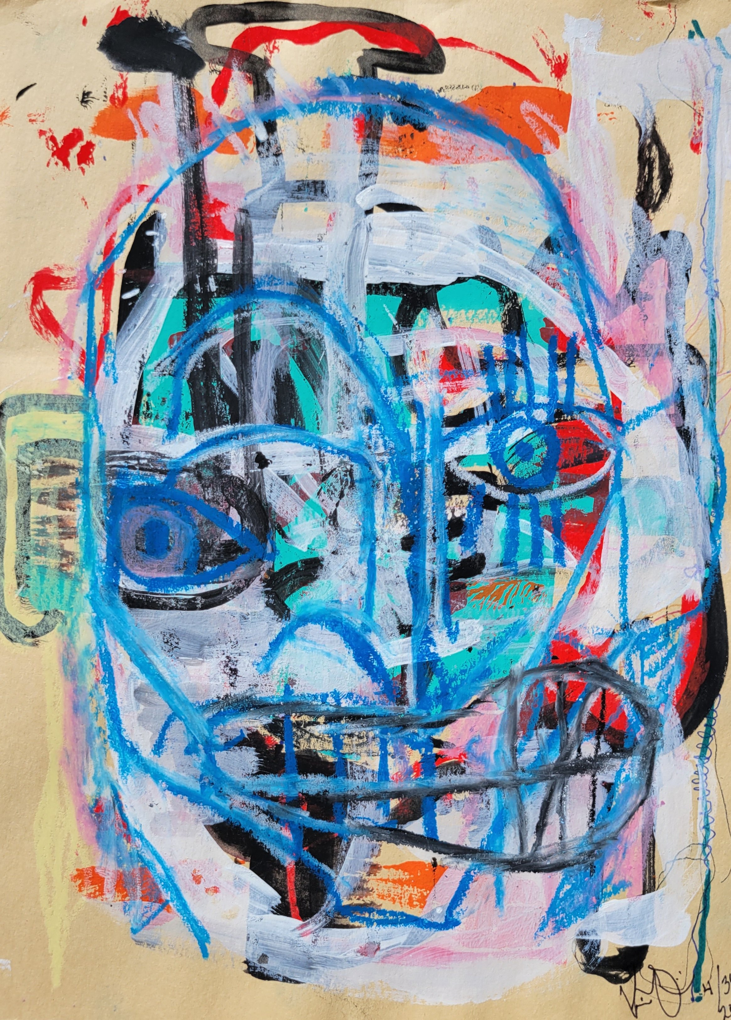 'face III.'
acrylic and crayon on paper
2022
