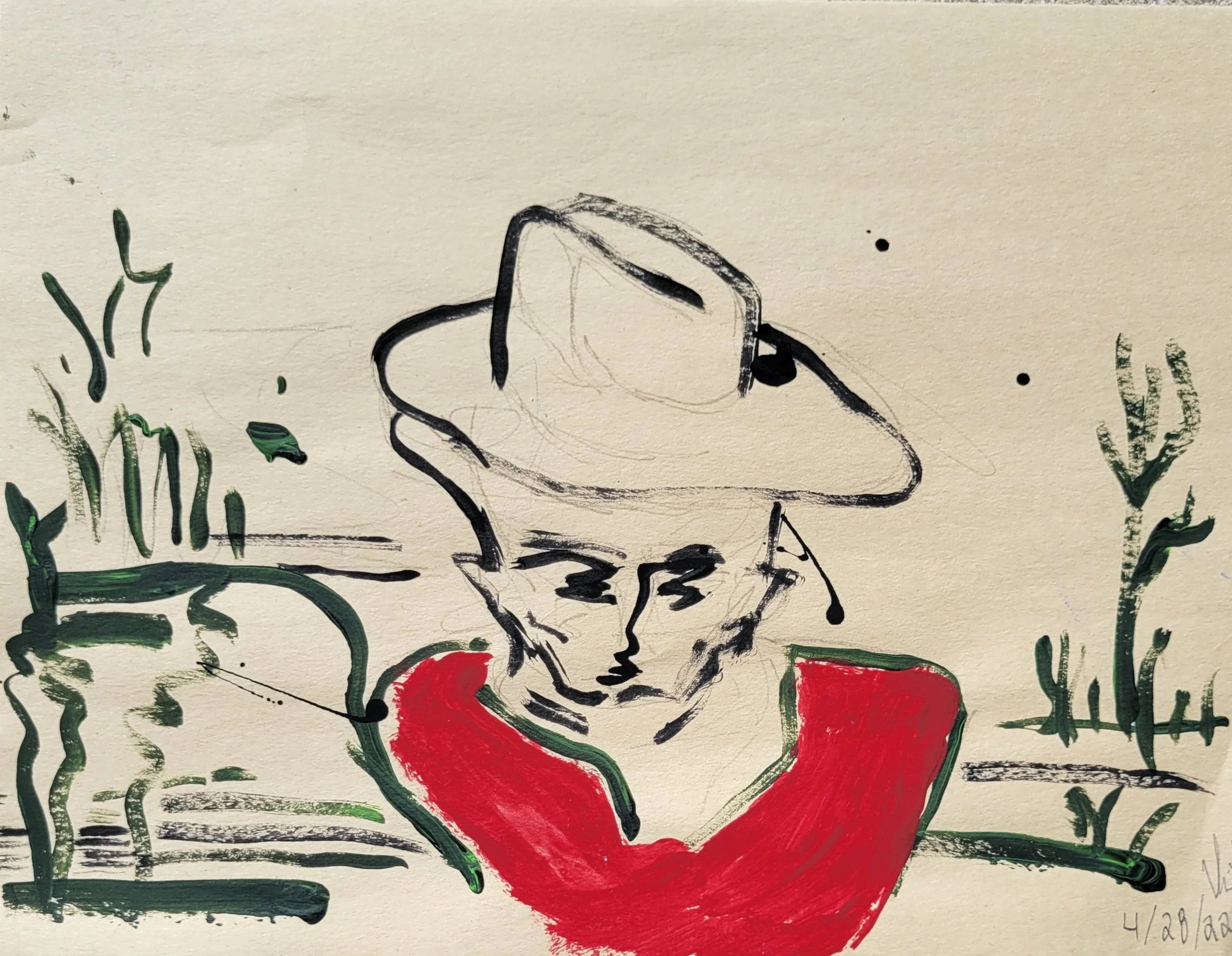 'Texas self portrait' 
acrylic on paper
2022