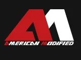 Logo with large letter 'A' in red and white, with text 'A MERICAN MODIFIED' underneath.