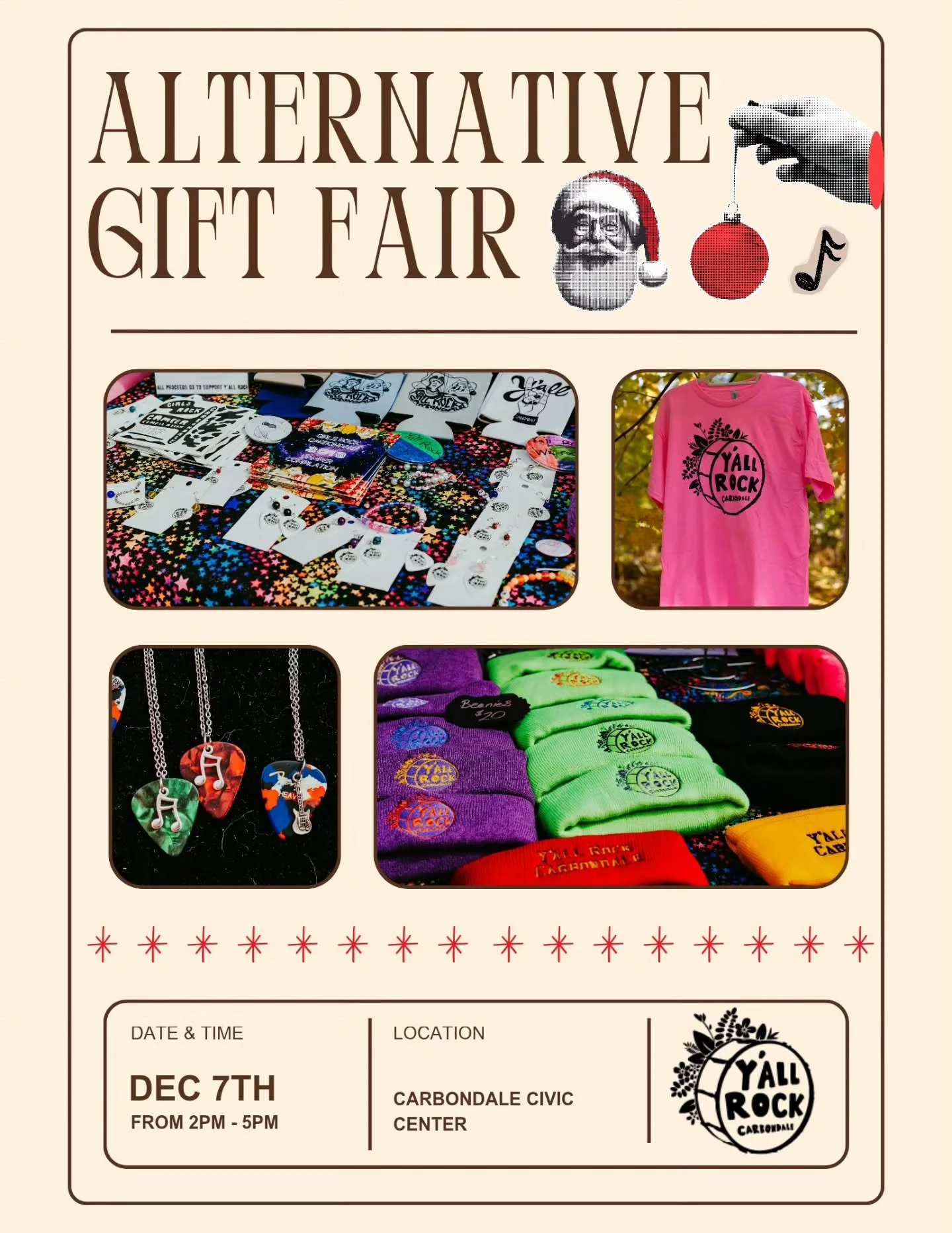 Come see us Sunday, December 7th at the Alternative Gift Fair! 🎄

Where: Carbondale Civic Center
When: 2pm - 5pm