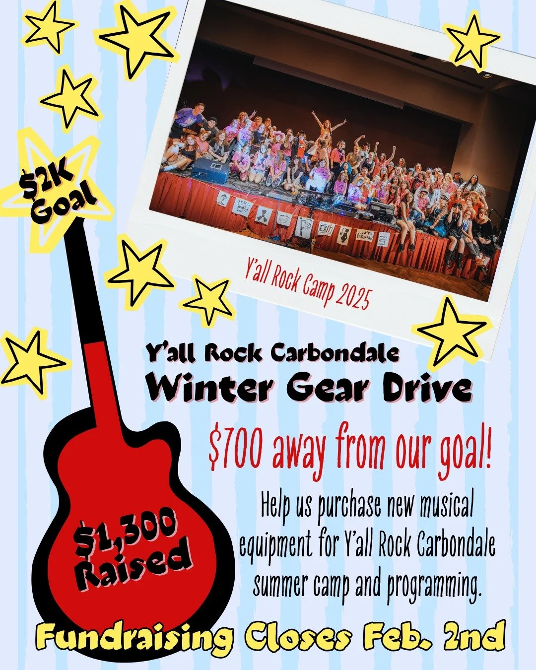 Thank you to everyone who has donated to our Winter Gear Drive thus far! We are only $700 away from our fundraising goal.
Donation link in bio. Fundraising Closes Feb. 2nd. 

If you have spare gear to donate, please reach out to yallrock618@gmail.com