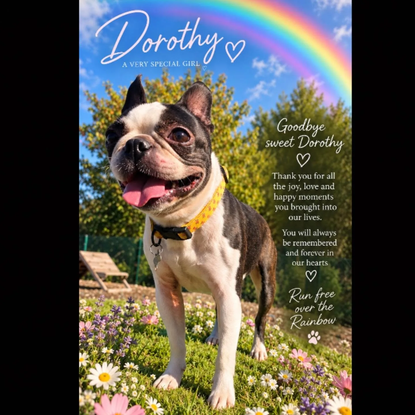 We&rsquo;re heartbroken to say goodbye to such a special girl. ❤️
She will always be remembered for her gorgeous little face, her happy personality and all the joy she brought to everyone around her.

We feel so lucky to have shared so many happy day