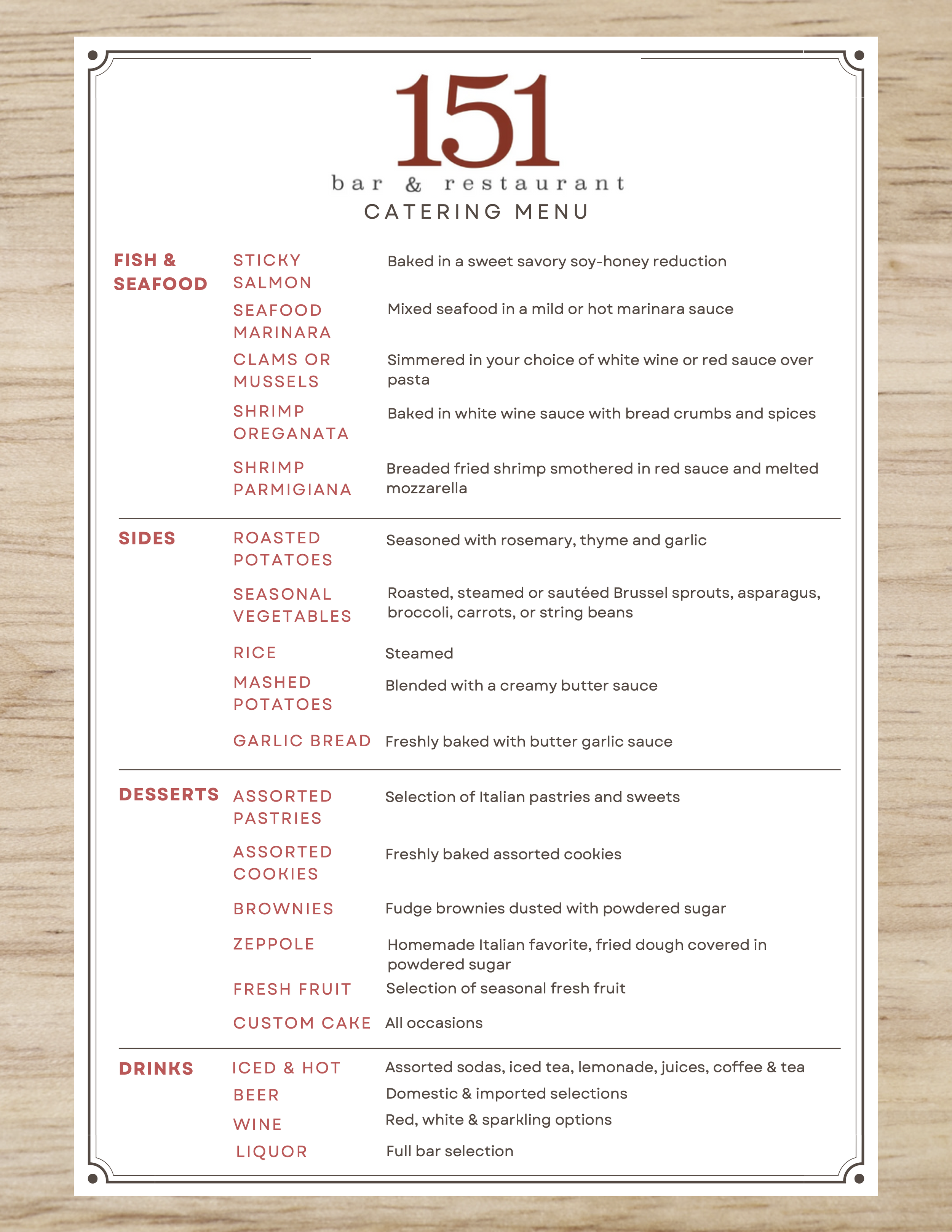 Catering | Elevate Your Events - Book Catering Now — 151 Bar & Restaurant