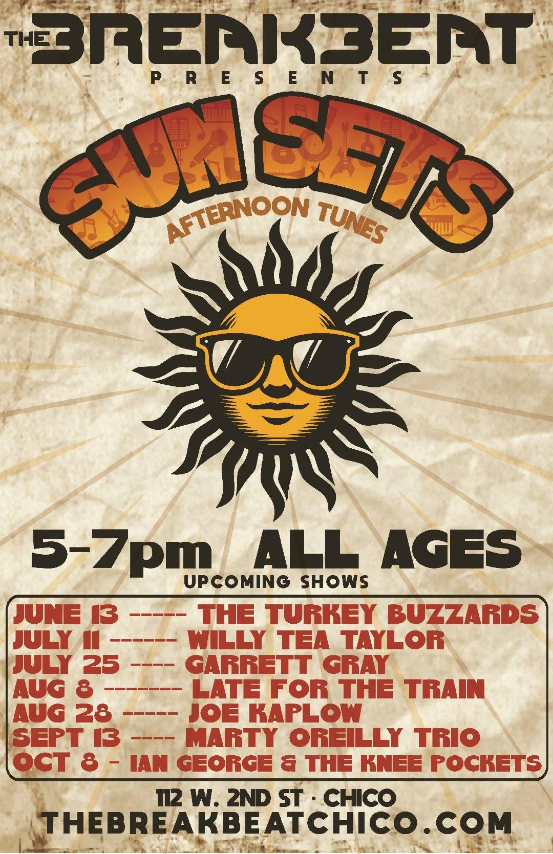 The Breakbeat is hosting live music performances throughout the summer from 5-6pm call "The Sun Sets".
