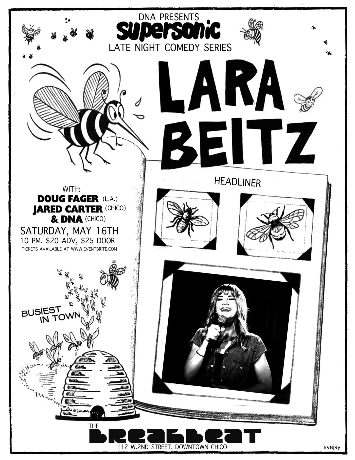 Coming to The Breakbeat! Late night comedy!  Lara Beitz has appeared on late night with Stephen Colbert, Apple TV, Amazon prime - this is a rare opportunity to see such an established comedian in an intimate setting.  This is a 90 minute comedy show 