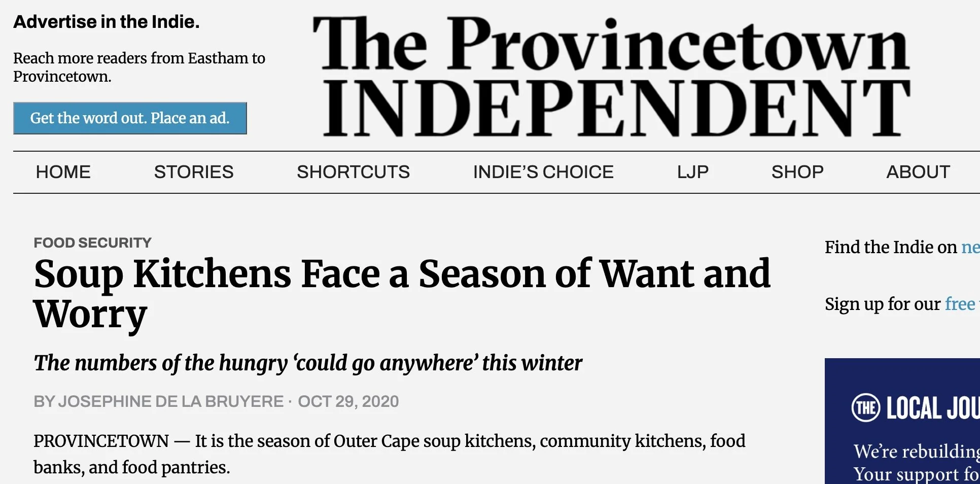 “Soup Kitchens Face a Season of Want and Worry”