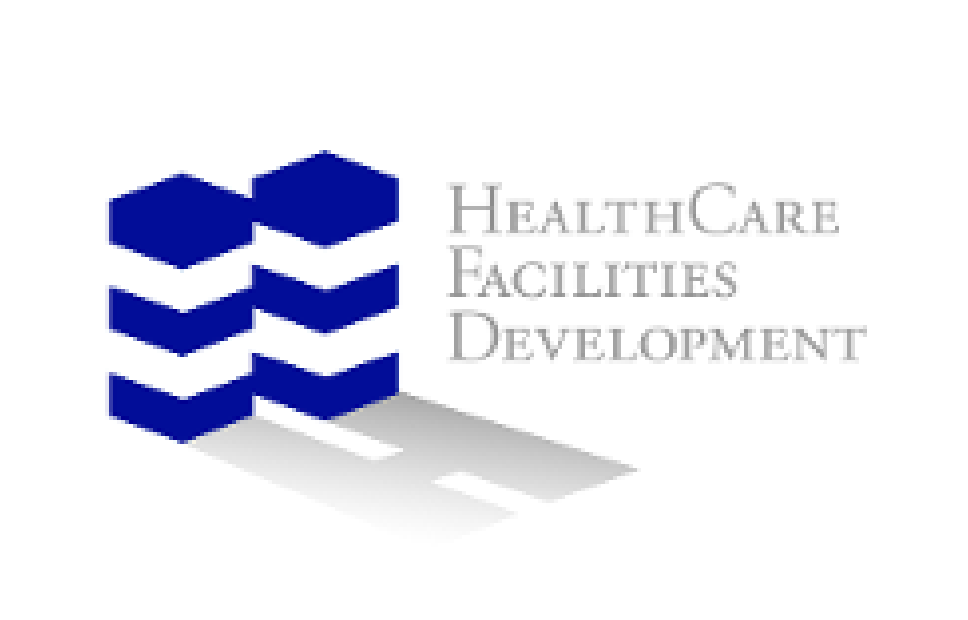 Logo of Healthcare Facilities Development with a graphic of stacked building blocks casting a shadow.