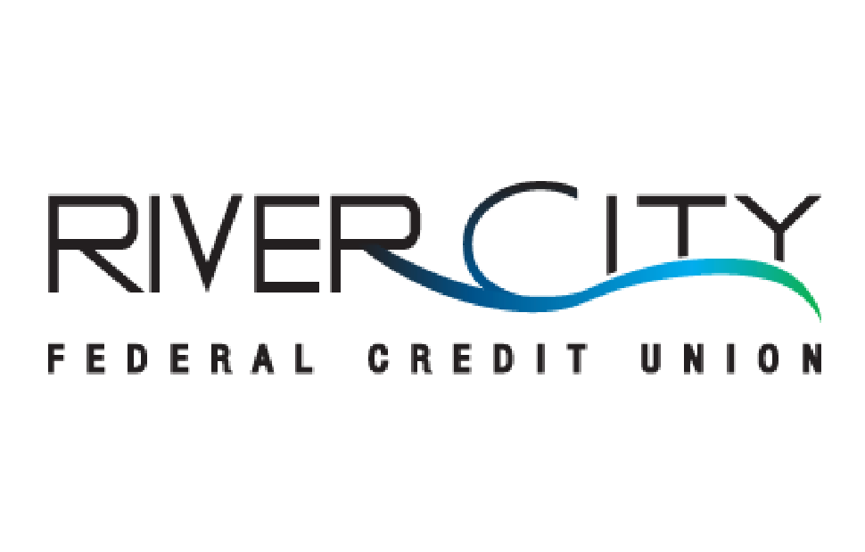 Logo for River City Federal Credit Union with stylized blue and green wave.