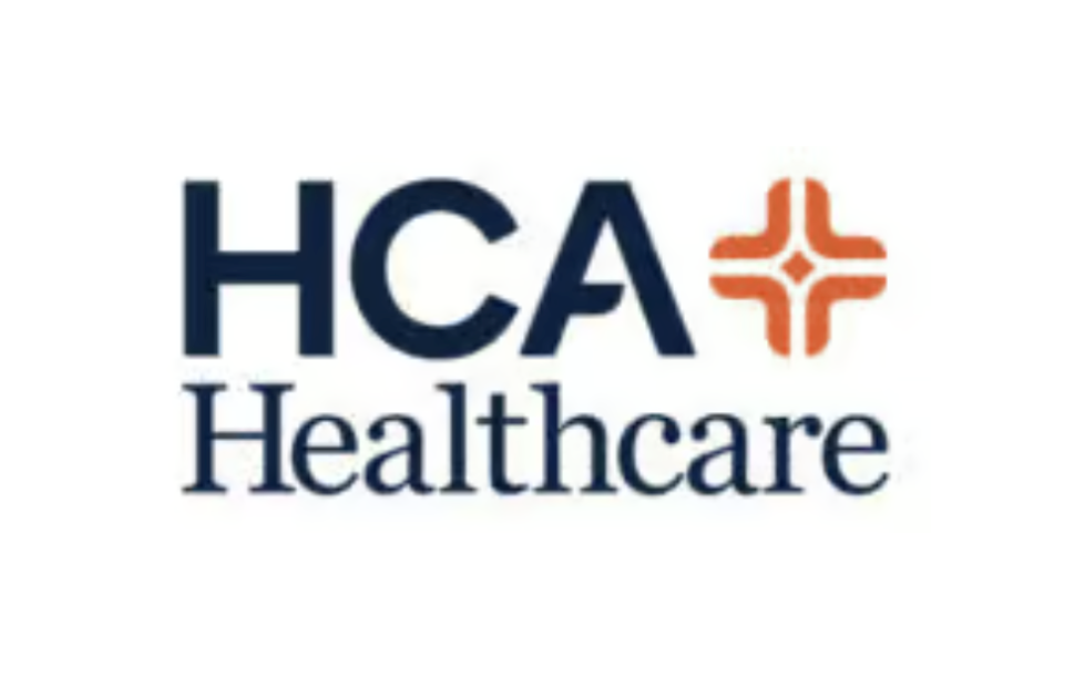 Logo of HCA Healthcare with the text 'HCA Healthcare' and a red cross symbol above the word 'Healthcare'.
