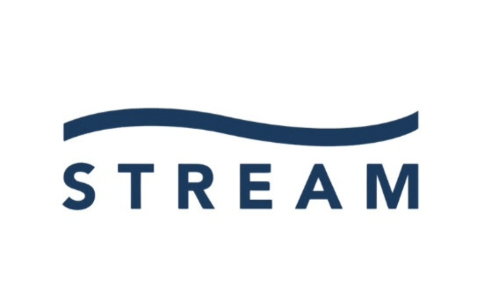 The logo of STREAM with a wavy line above the word STREAM.