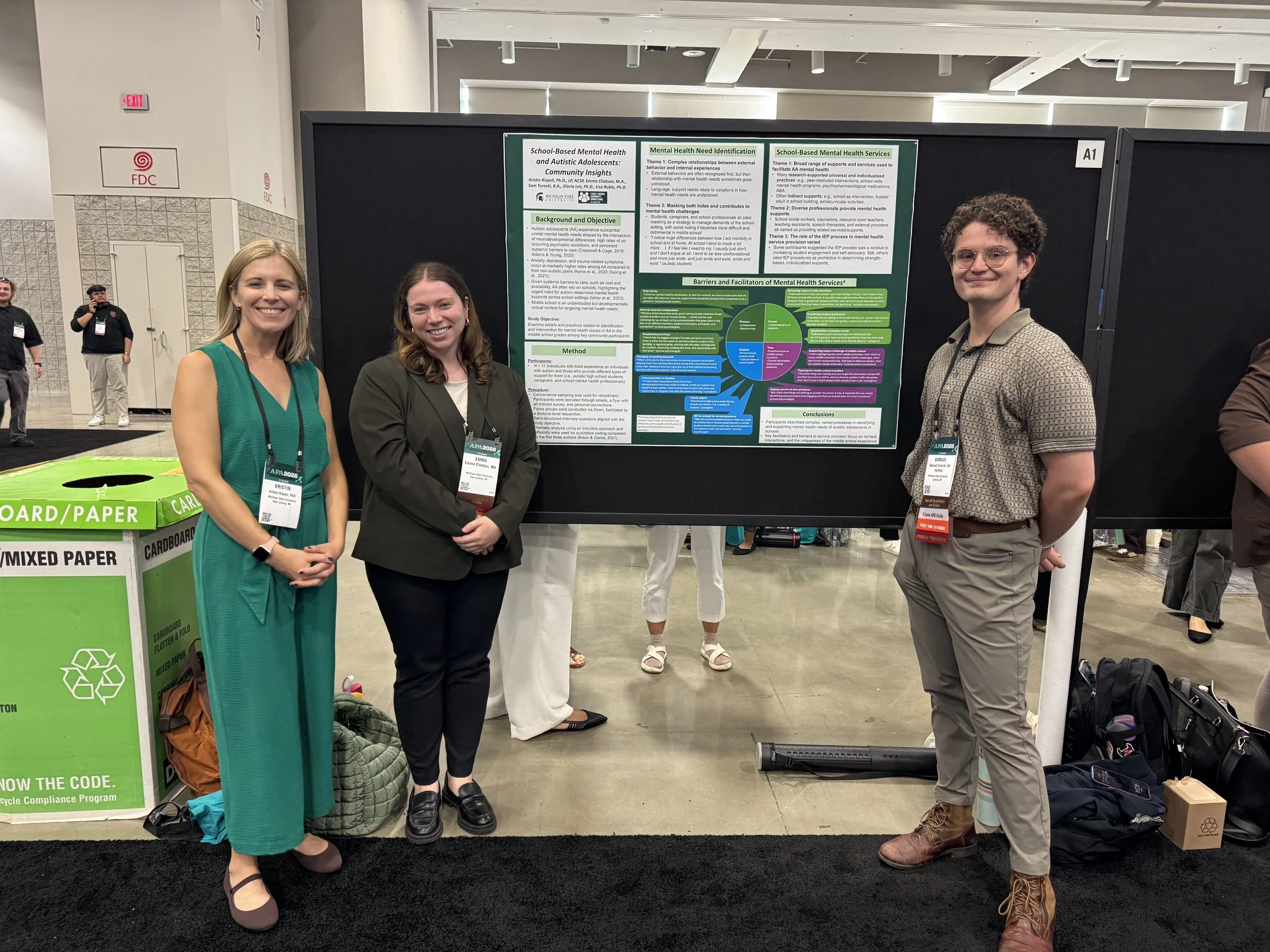 Dr. Rispoli, Emma Chatson, and Sam Turecki presenting at the American Psychology Association conference in 2026.