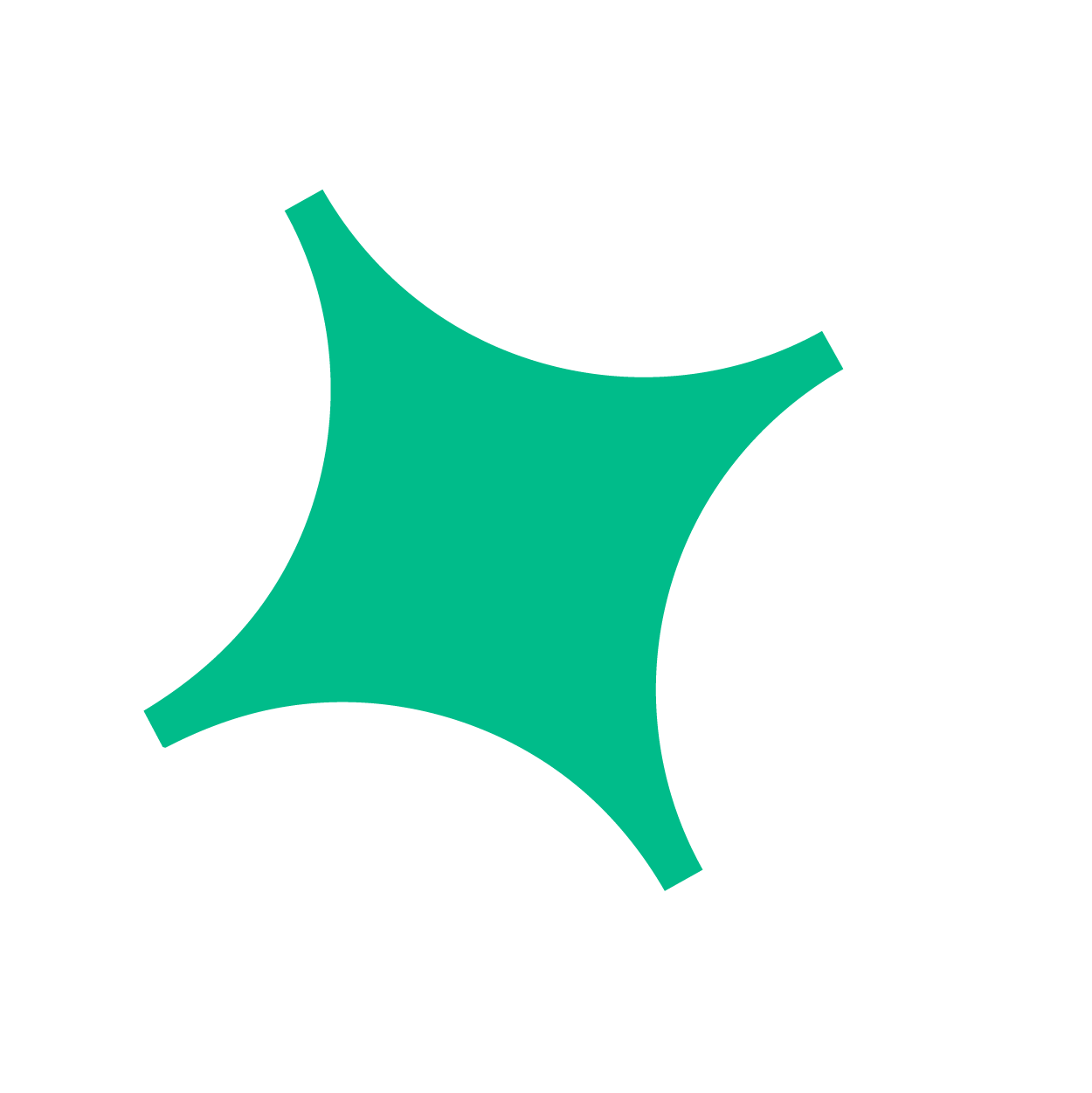 A teal-colored geometric shape with a central diamond-like area and four extended pointed arms, set against a black background.