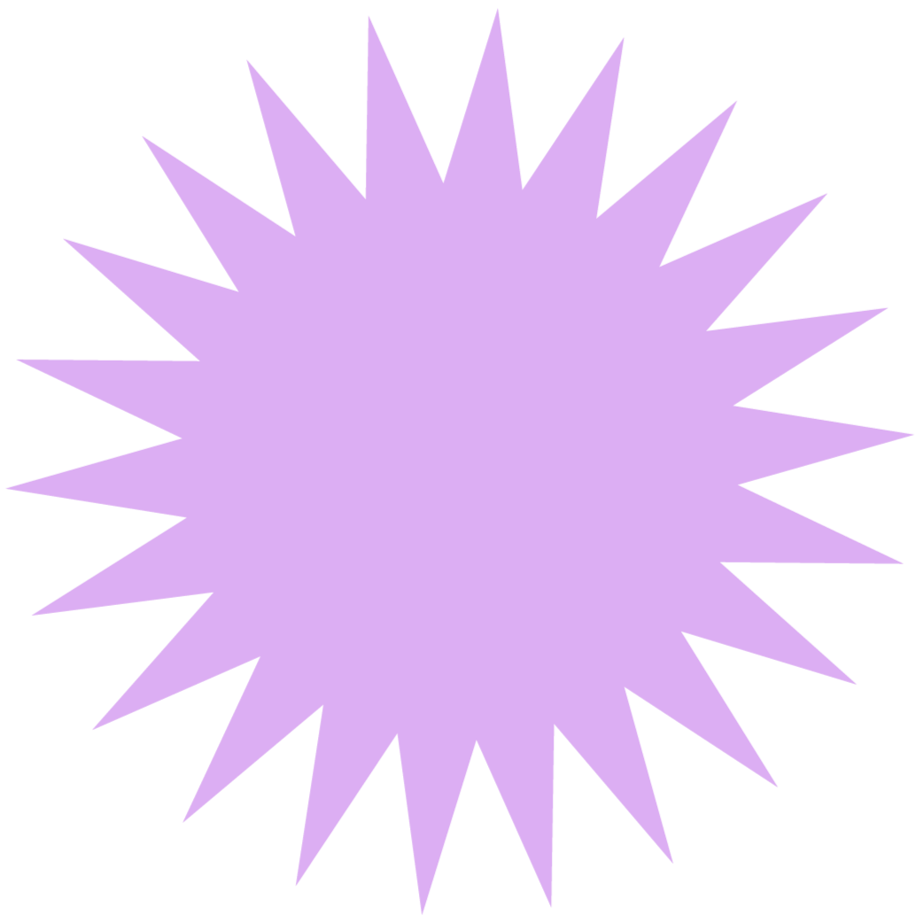 A large, irregular, starburst-shaped object with a purple color and multiple pointed spikes.