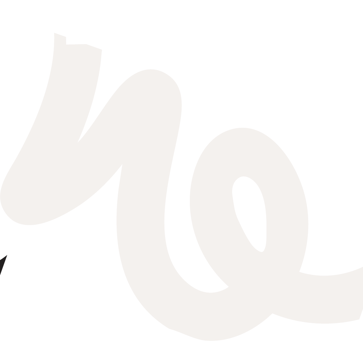 Cream-white graphic in a swirling shape