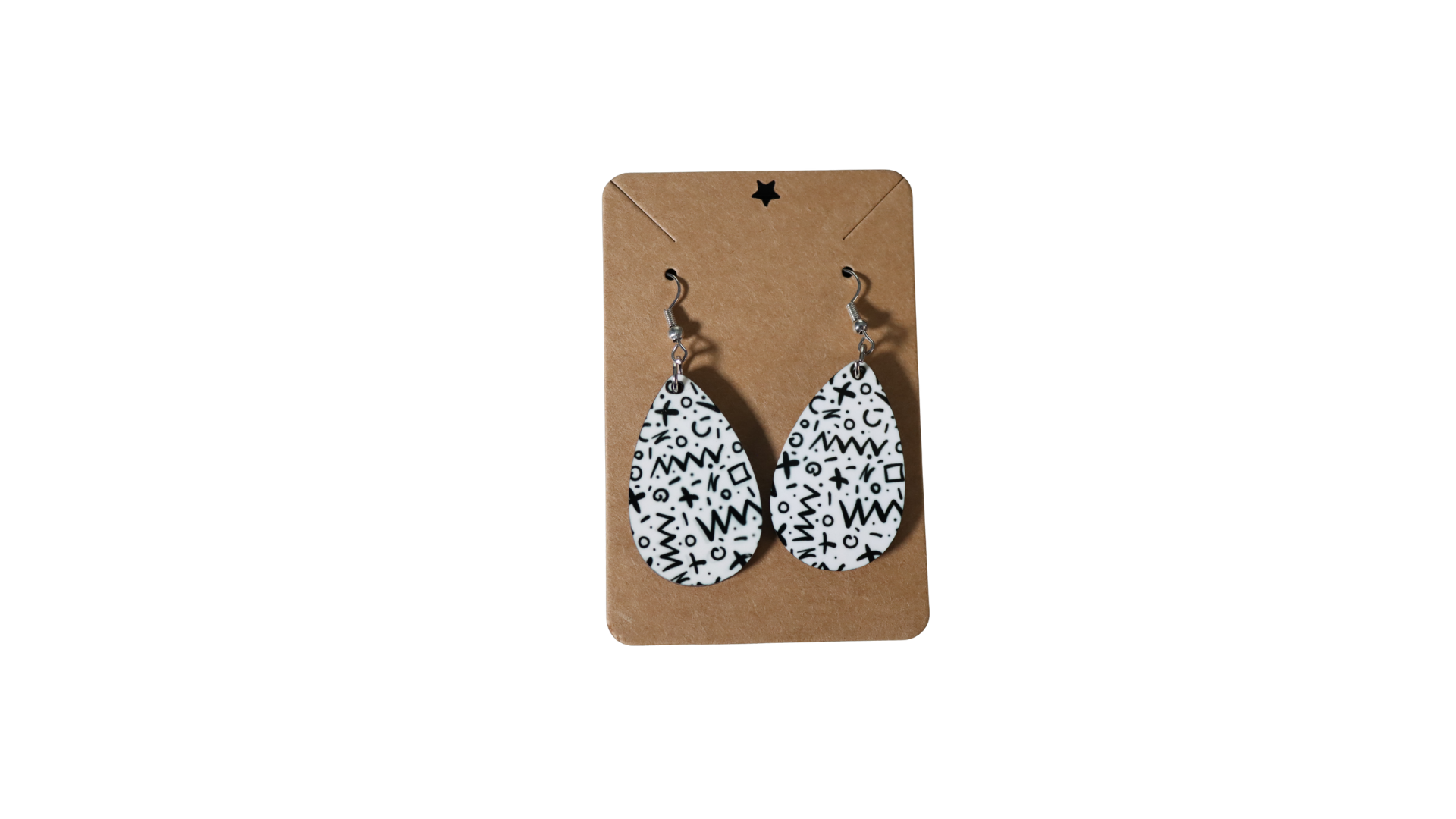 Teardrop Black & White African Print Earrings