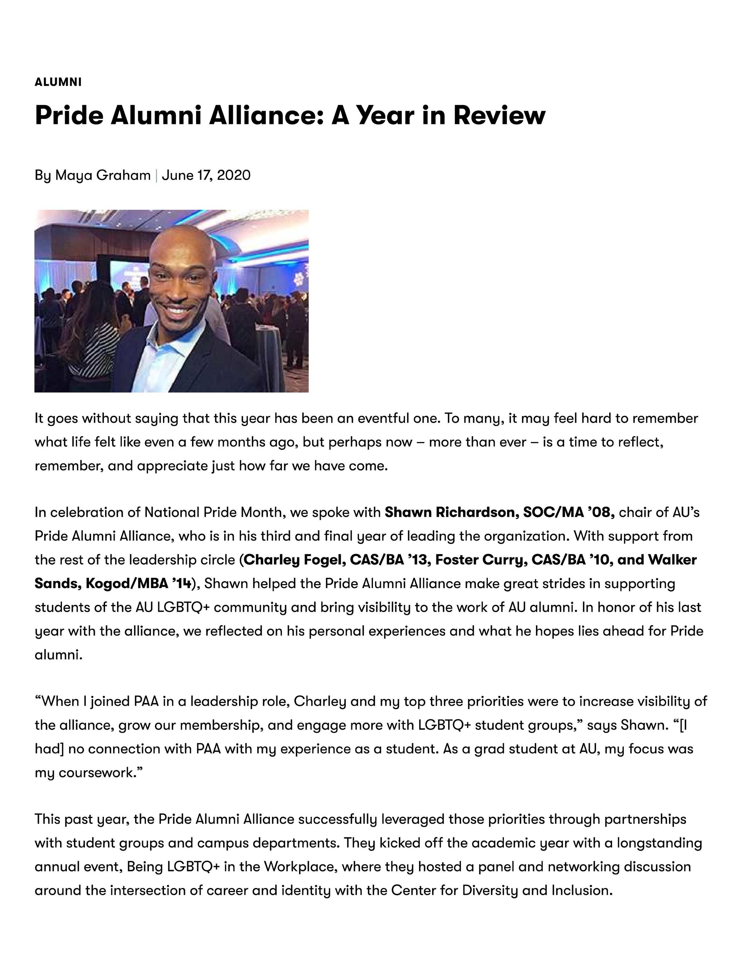 Pride Alumni Alliance: A Year in Review