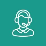 Line drawing of a customer service representative wearing a headset