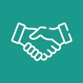 Two hands shaking, symbolizing agreement or partnership.