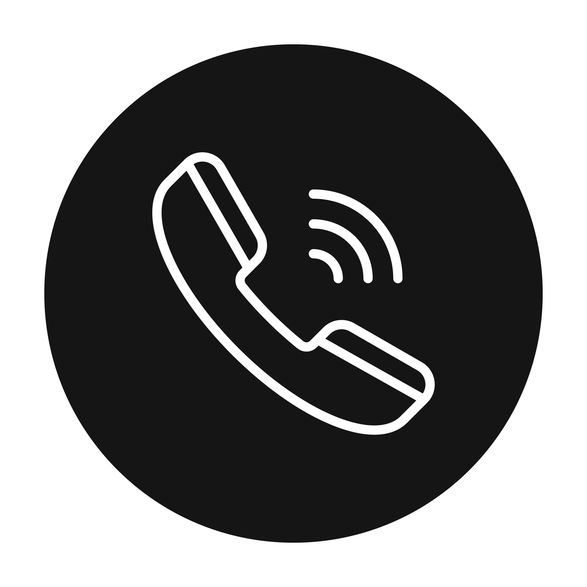 Icon of a telephone receiver with sound waves, indicating a phone call.