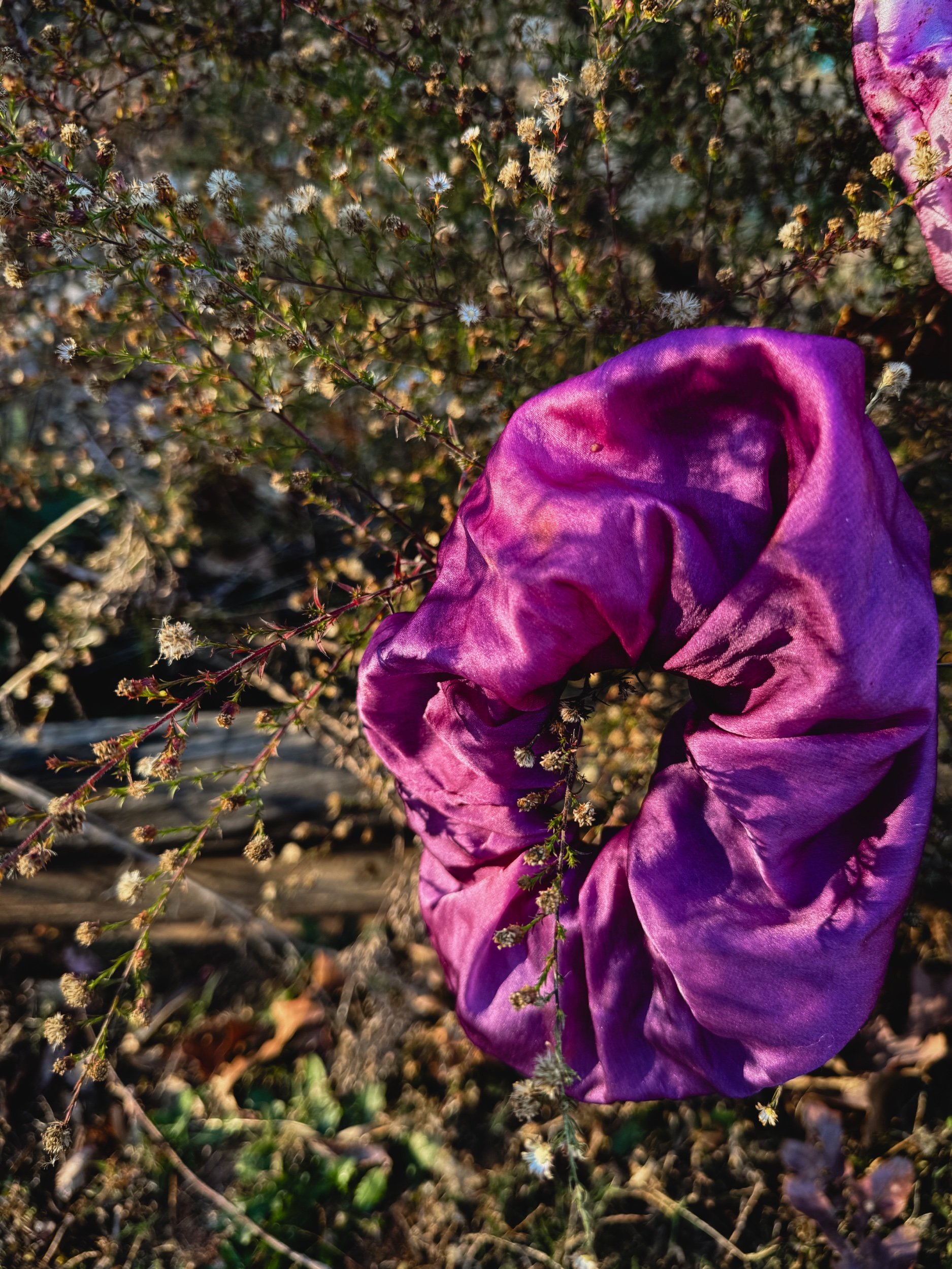 Naturally Dyed Silk Scrunchie (LARGE)