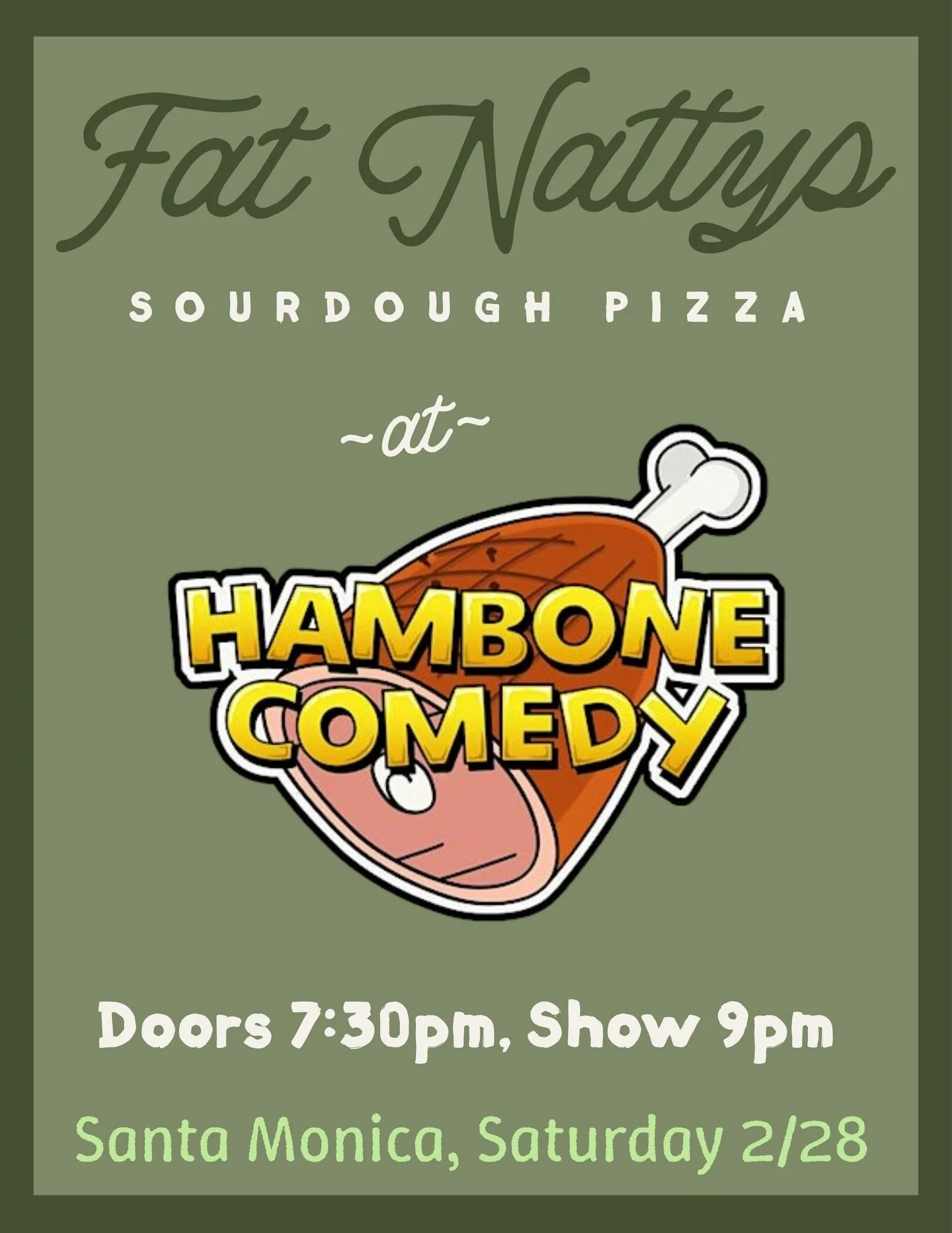 This Saturday - we are popping up for the first time at the @hambonecomedy show in Santa Monica! If you like free drinks &amp; great comedians get your ticket at the link in my bio. Use code Nattys for 50% off!